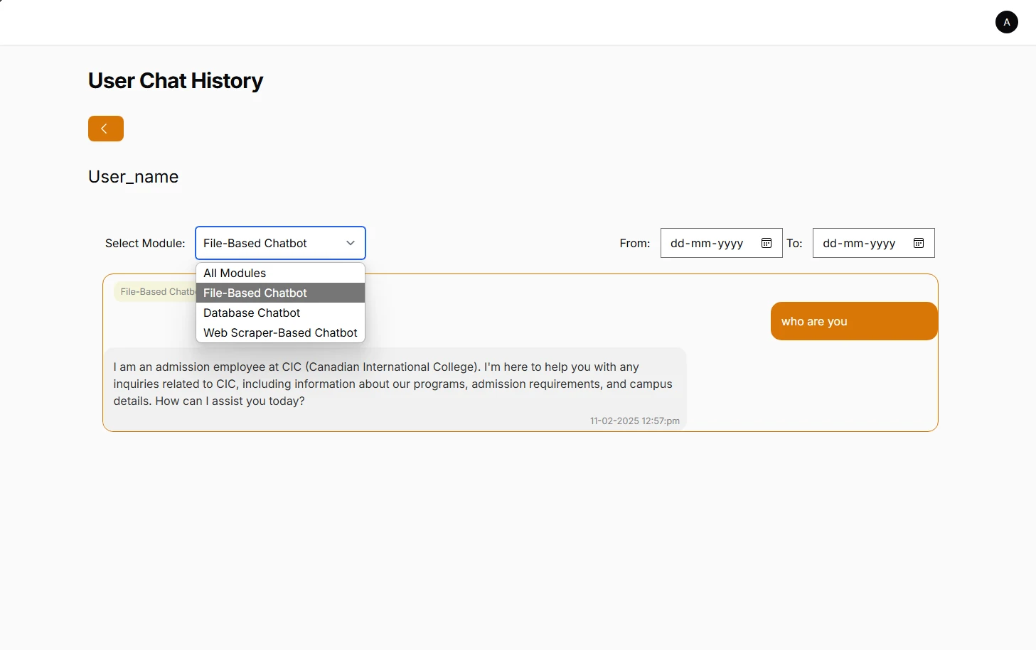 User Inquiry Tracking